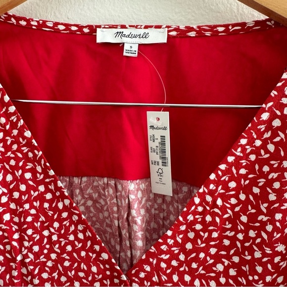 NWT Madewell Kinston Side Button Wrap Red Top Size Small - Picture 11 of 12